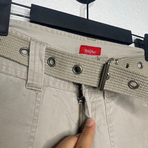 Mossimo Womens Pants Size 3 Khaki Capri Vintage Belted Y2K Casual Everyday Wear - Picture 12 of 13